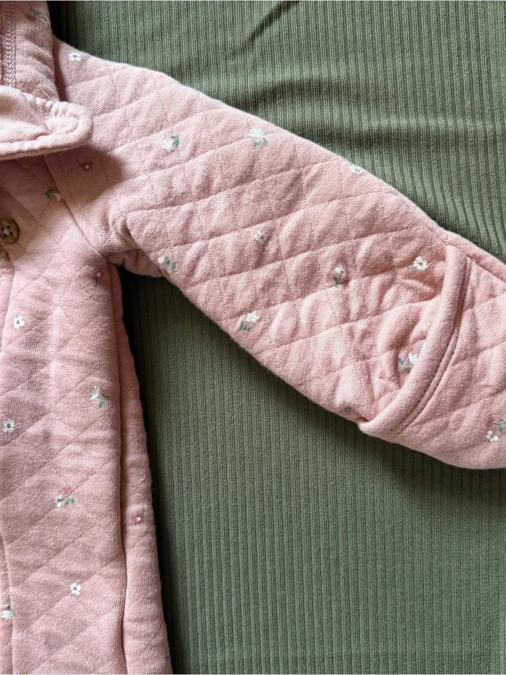 Carter's Quilted Pink Hooded Baby Footed One-Piece